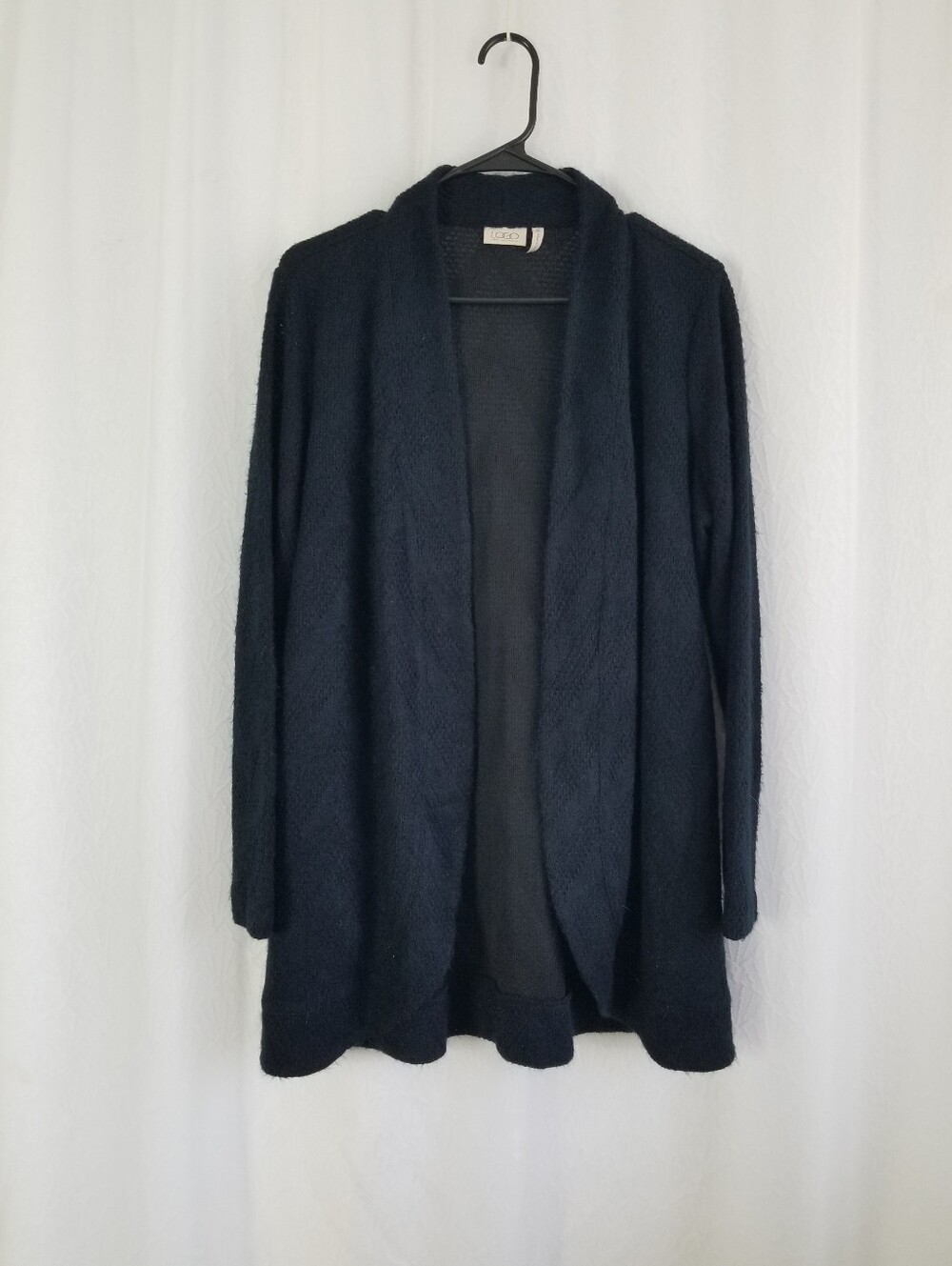 LOGO by Lori Goldstein Women's Black Knit Sweater Cardigan M